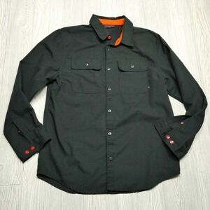 Killik Shirt Mens Size 2XL Black Button Up Thick Polyester Canvas Casual Dress